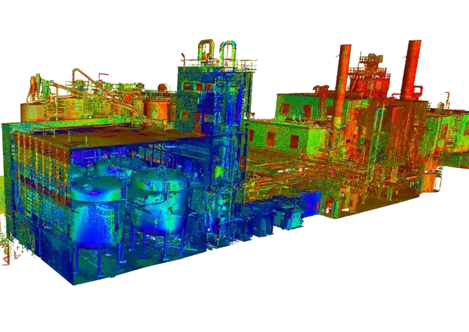 3D punktsky av industribygg brukt til dokumentasjon med laserskanning i Steinkjer